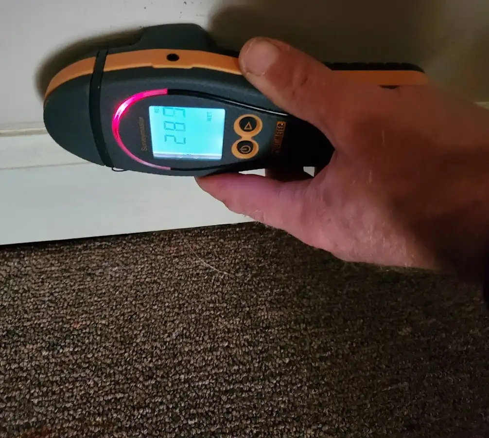 Moisture detection at baseboard during Mold Inspection & Testing in St. Augustine Beach
